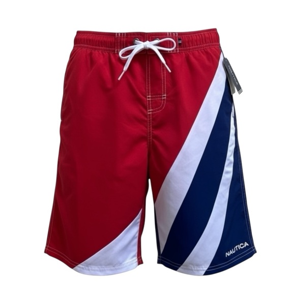 Nautica Red White and Blue Performance UV Protection Swim Trunks Size Large - Picture 5 of 5